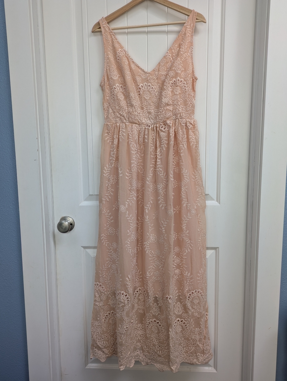 Anthropologie Blush Lace Maxi Dress